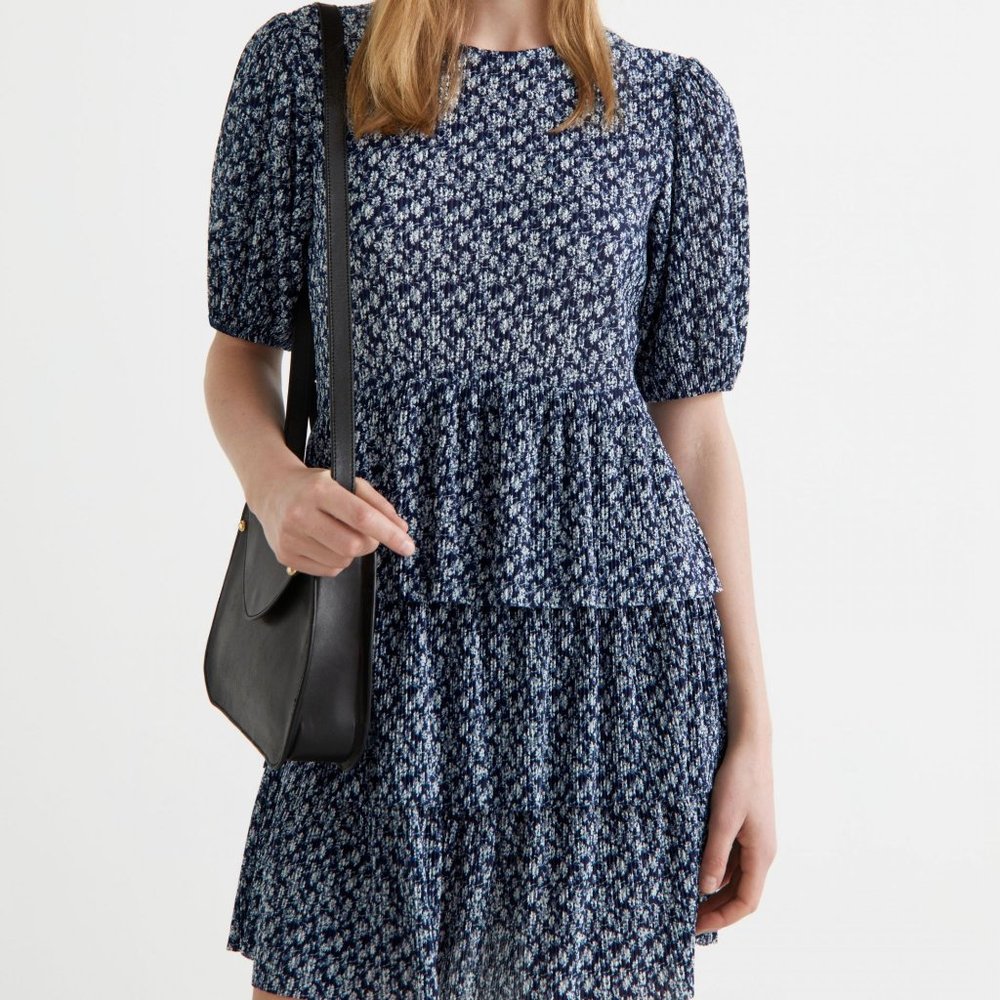 & Other Stories Tiered Floral Mini Dress XS